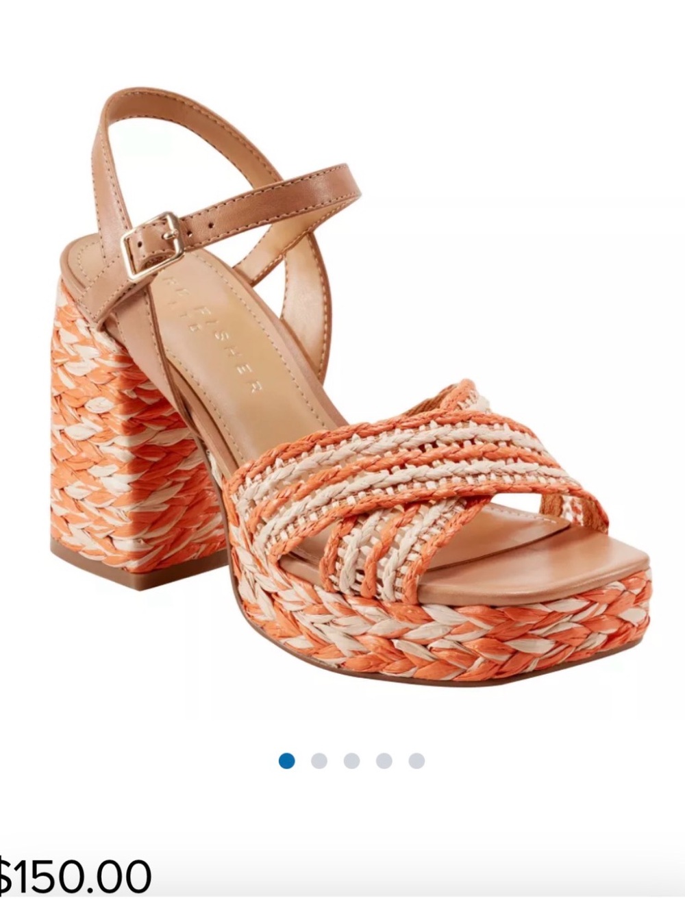 Marc Fisher LTD Juliey woven block heel platform sandals 6.5